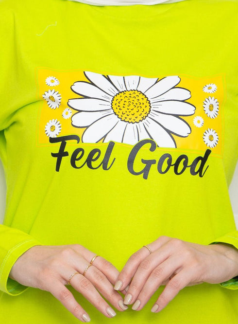 Lime Punch Printed Long - Sleeve Design 13 - Khotwh